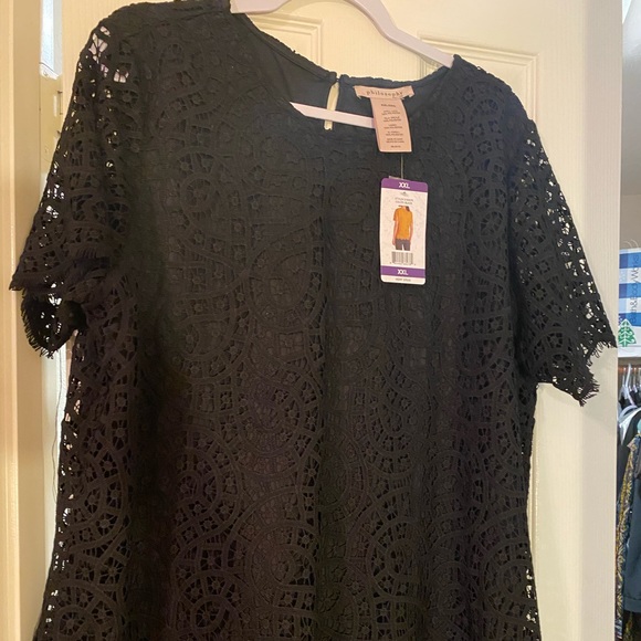 🌑Lace eyelet overlay🌑  Ladies Blouse  NWT - Picture 6 of 12